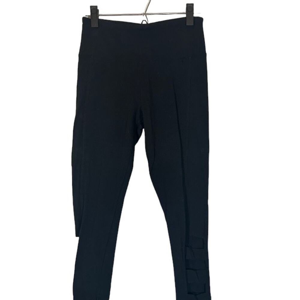 Bally Black Cut Out Cropped Leggings Women M Athletic Stretch Running Activewear